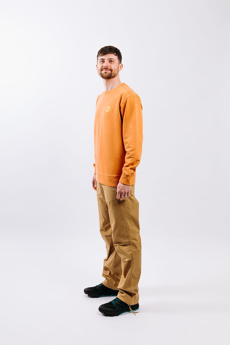 Moon Crew Neck Sweat Men's Climbing Top in Eco Orange-4