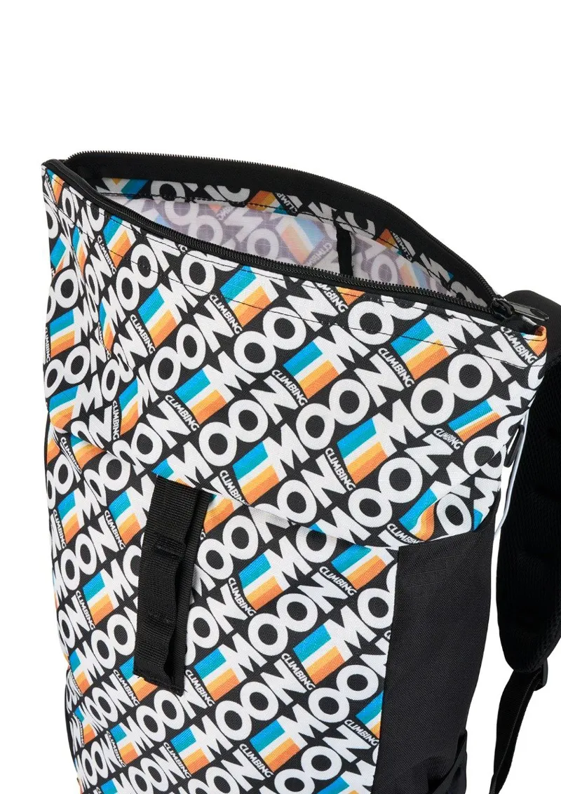 Moon Roll Top Back Pack in Retro Stripe Black-2