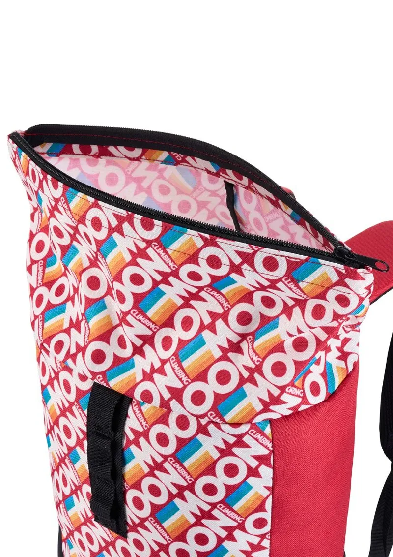 Moon Roll Top Back Pack in Retro Stripe True Red-2
