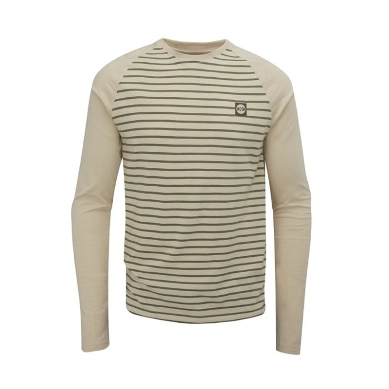 Moon Striped Long Sleeve Mens Climbing Top in Pale Sand/Herb