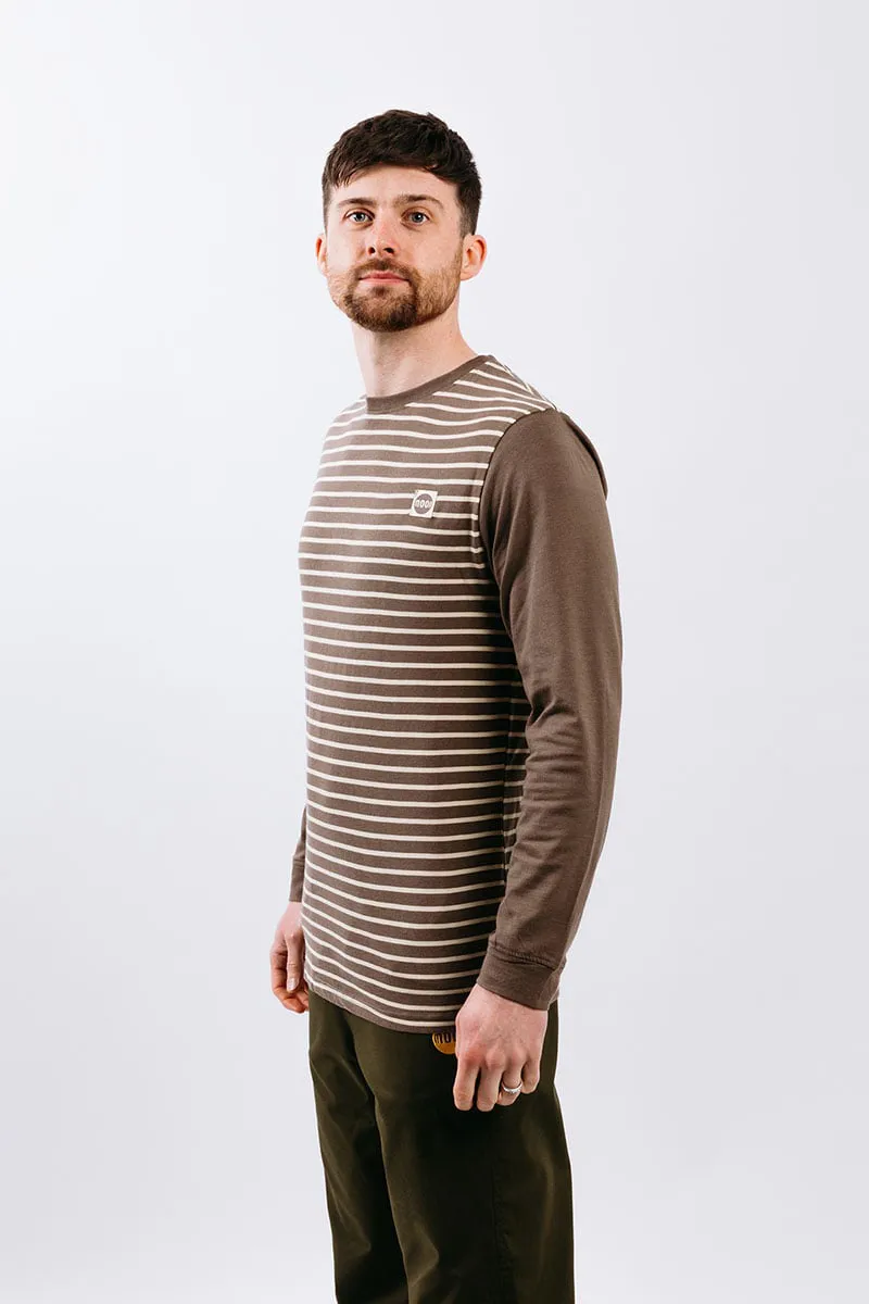 Moon Striped Long Sleeve Men's Climbing Top in Dirt/Pale Sand-2