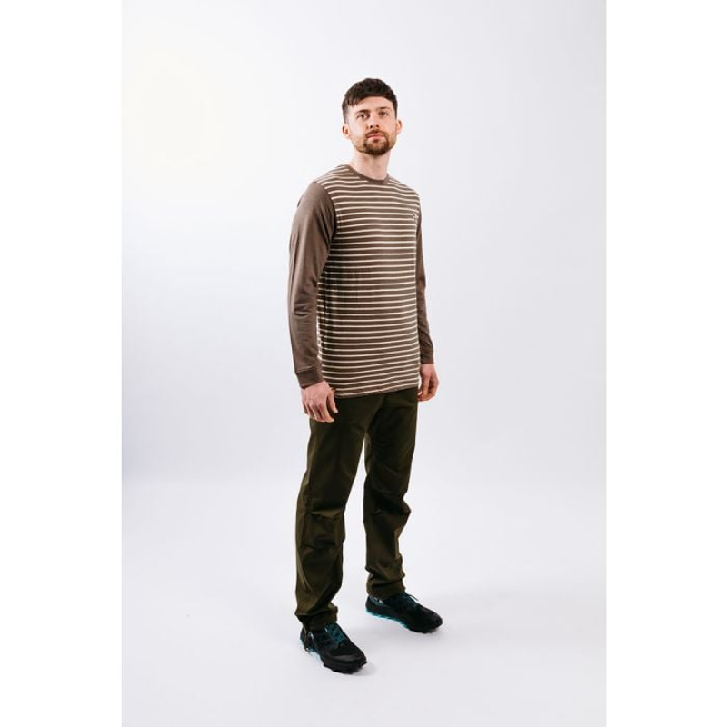 Moon Striped Long Sleeve Men's Climbing Top in Dirt/Pale Sand-3