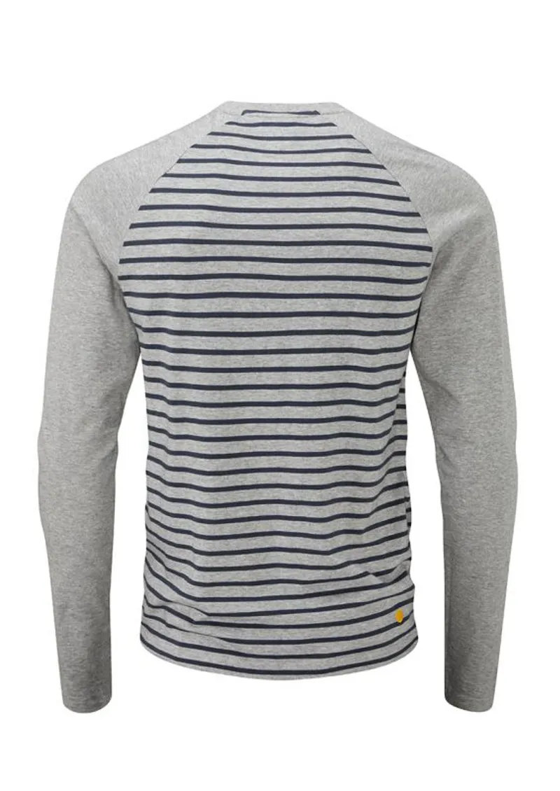 Moon Striped Long Sleeve Men's Top in Grey Marl/Indigo-1