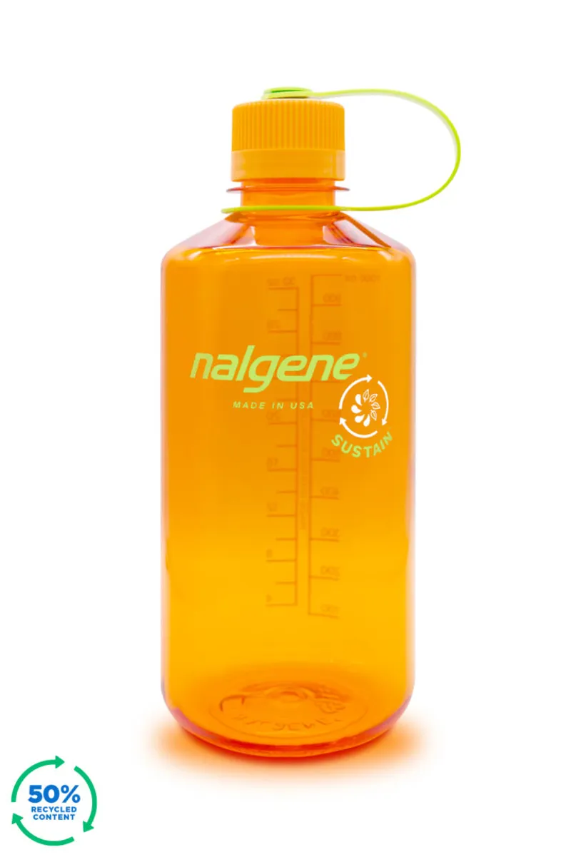 Nalgene Narrow Mouth Sustain 1L/32oz Water Bottle in Clementine