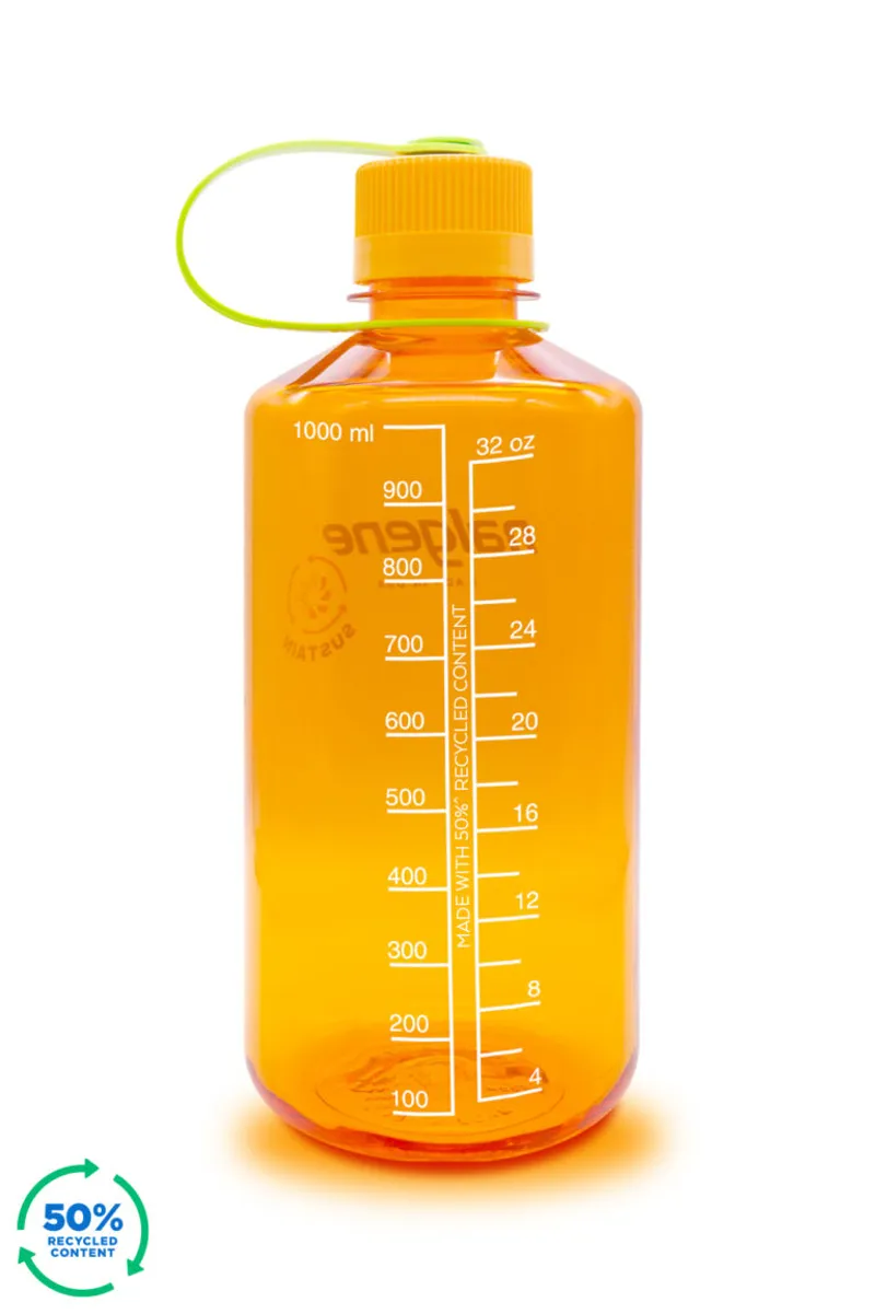 Nalgene Narrow Mouth Sustain 1L/32oz Water Bottle in Clementine-1