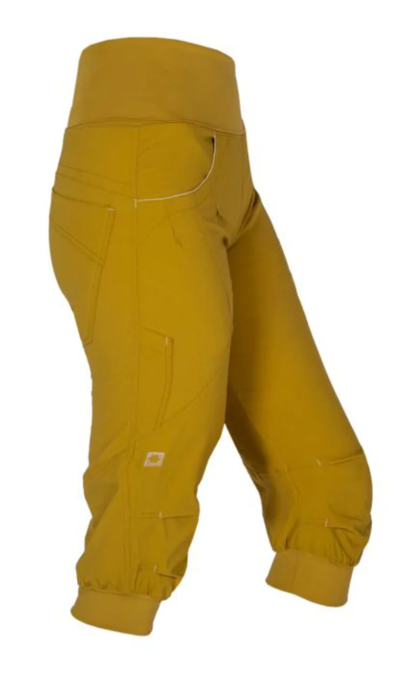 Ocun Women's Noya Shorts in Yellow Dried Tobacco-2