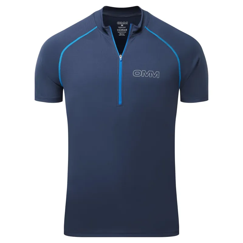 OMM Bearing Zip Tee Short Sleeve Men's Running Top in Navy
