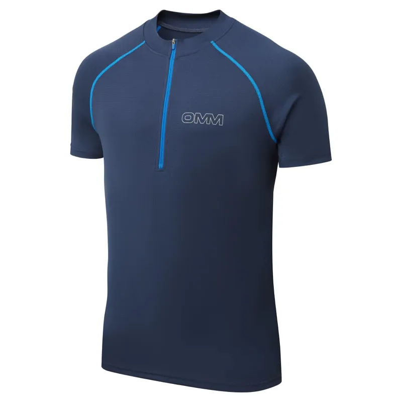 OMM Bearing Zip Tee Short Sleeve Men's Running Top in Navy-1