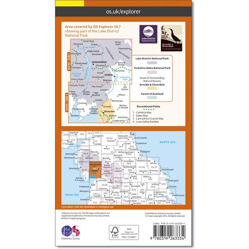 Ordnance Survey Active Explorer Map OL7 - SE Lake District-1