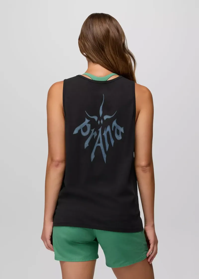 Prana Heritage Graphic Unisex Tank in Black-4