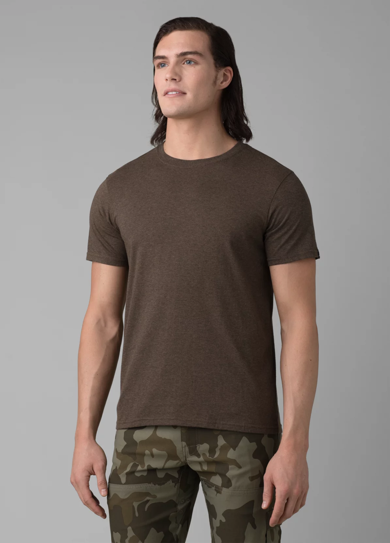 prAna Men's Crew T-Shirt in Black Olive Heather-1