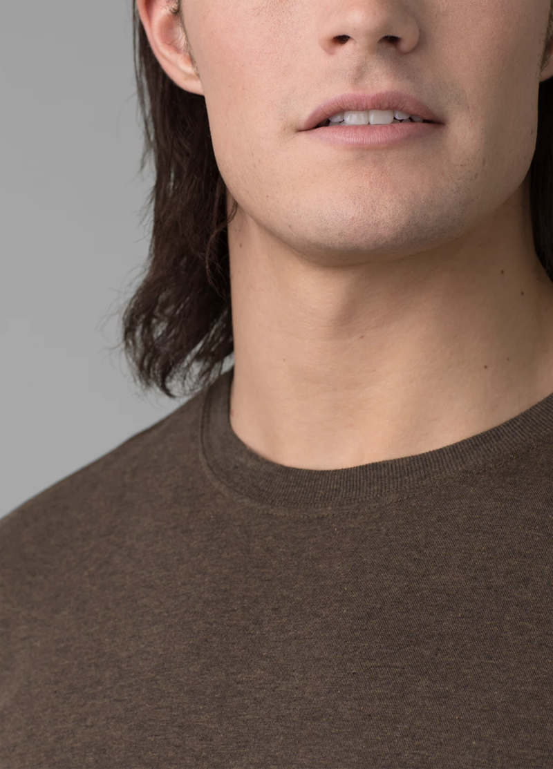 prAna Men's Crew T-Shirt in Black Olive Heather-3