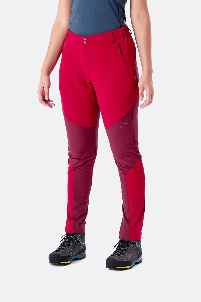 Rab Torque Mountain Pant Women's Climbing/Hiking Trouser in Crimson/Deep Heather