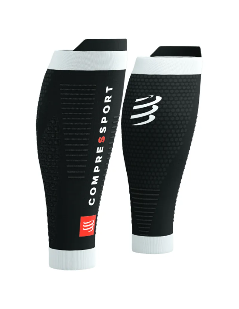 Compressport R2 3.0 Compression Calf Sleeves in Black/White