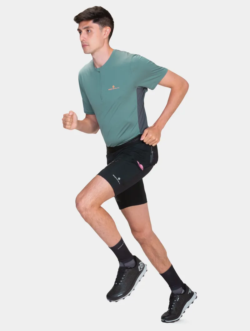 Ronhill Tech All-Terrain 8inch Stretch Men's Running Short in All Black-1