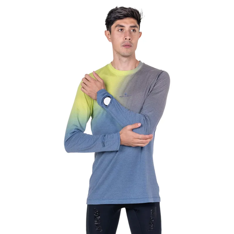 Ronhill Tech Golden Hour Long Sleeve Men's T-shirt in Glacier Merge-5