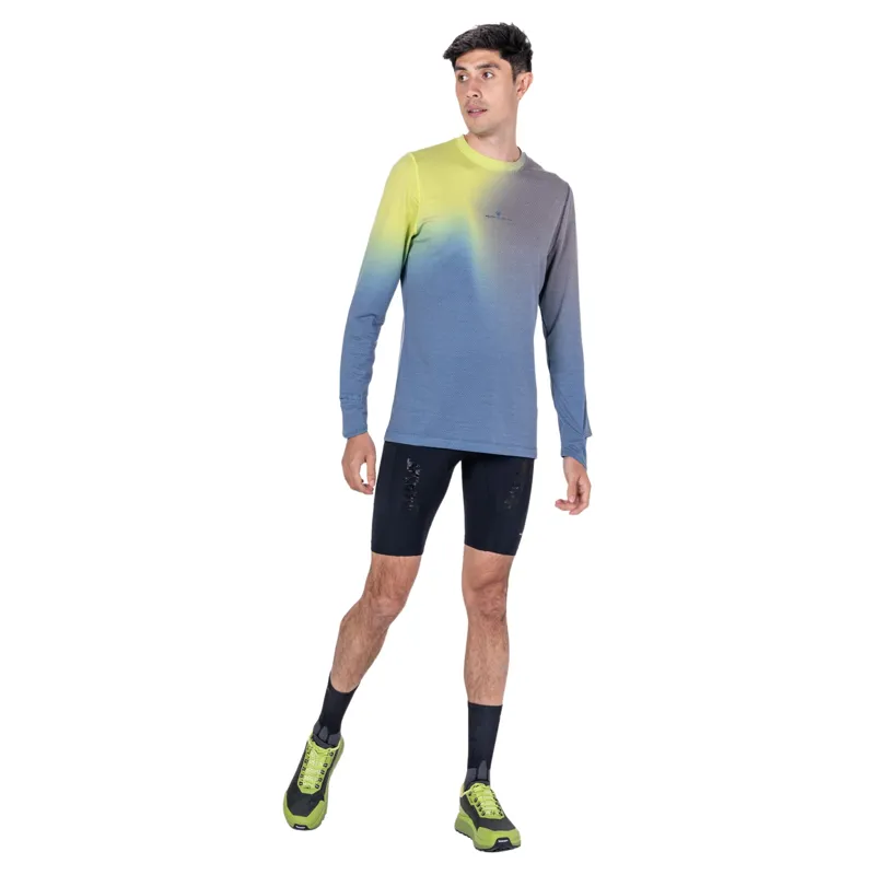Ronhill Tech Golden Hour Long Sleeve Men's T-shirt in Glacier Merge-4