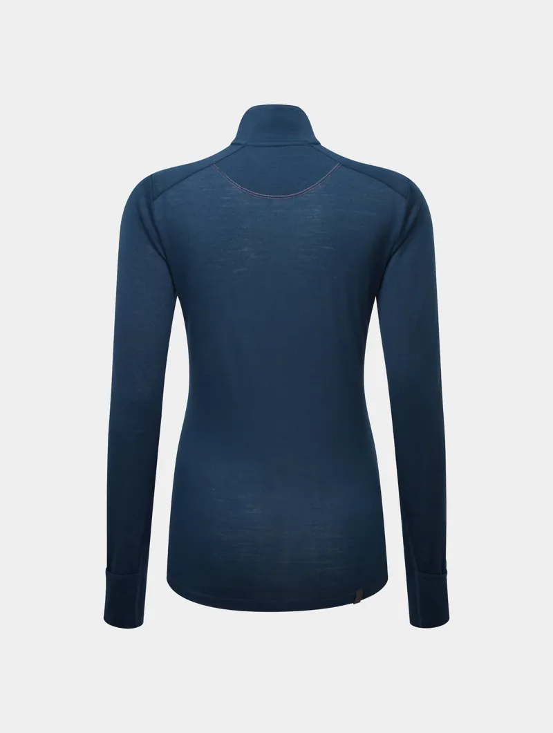 Ronhill Tech Merino 1/2 Zip Women's Running Top in Dark Navy/Dusty Tulip-1