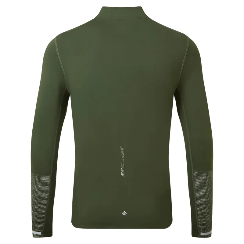Ronhill Tech Reflect 1/2 Zip Long Sleeved Men's Running T-shirt in Kelp/Reflect-3