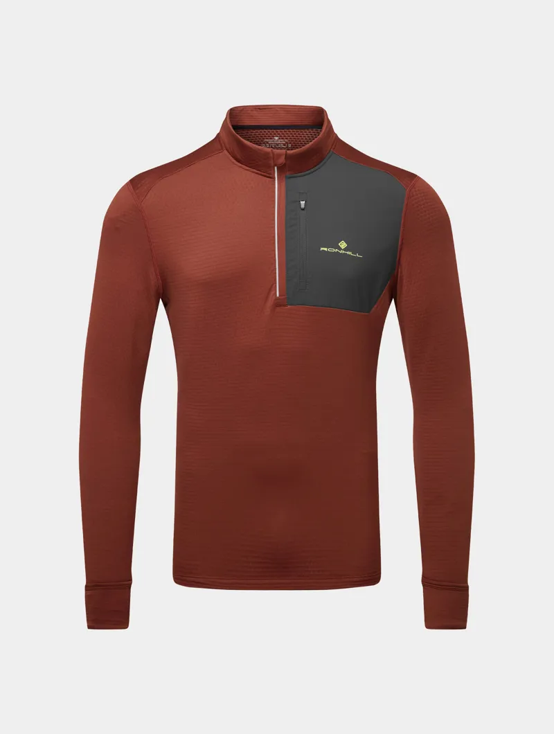Ronhill Tech Winter 1/2 Zip Men's Running Top in Chestnut/Oxide