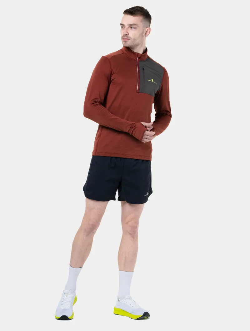 Ronhill Tech Winter 1/2 Zip Men's Running Top in Chestnut/Oxide-2