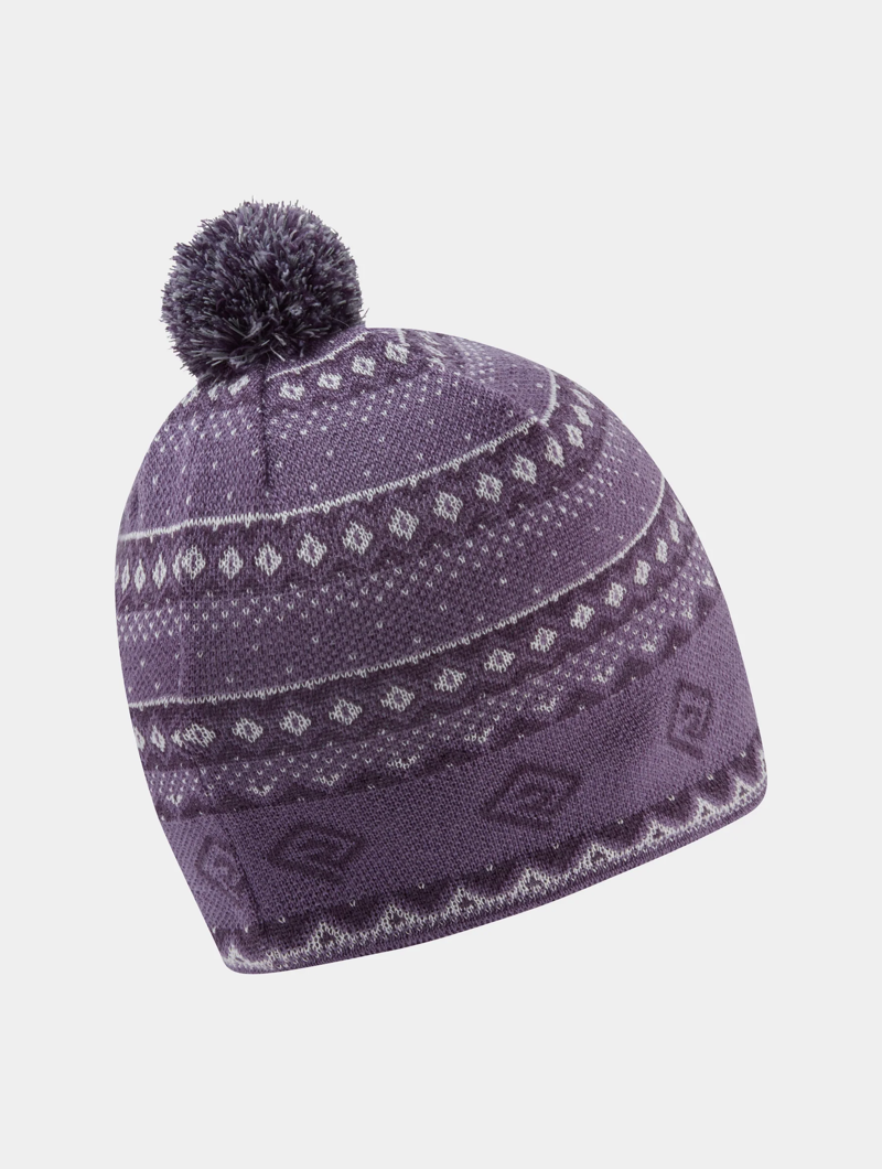 Ronhill Winter Bobble Hat in Dark Iris/White-1