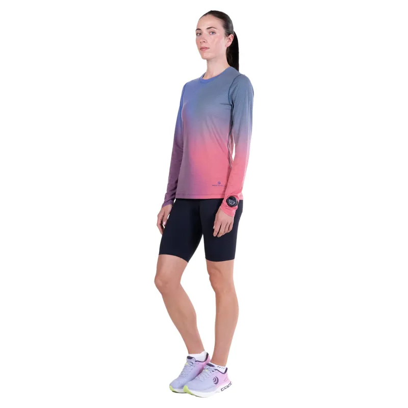 Ronhill Tech Golden Hour Long Sleeve Women's T-shirt in Blue Violet Merge-2