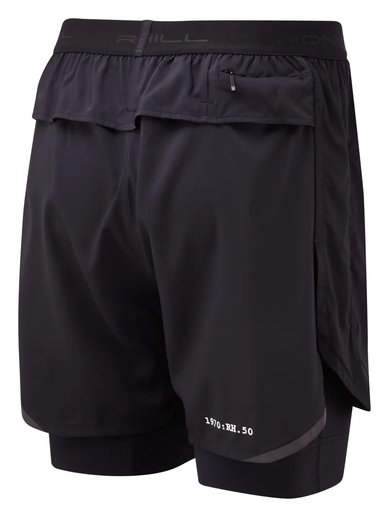 Ronhill Mens Tech Revive 5 Twin Short in All Black-1