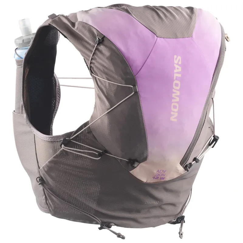 Salomon ADV SKIN 12 Women's Running Vest with flasks included in Iron/Shadow Gray/Iris Orchid