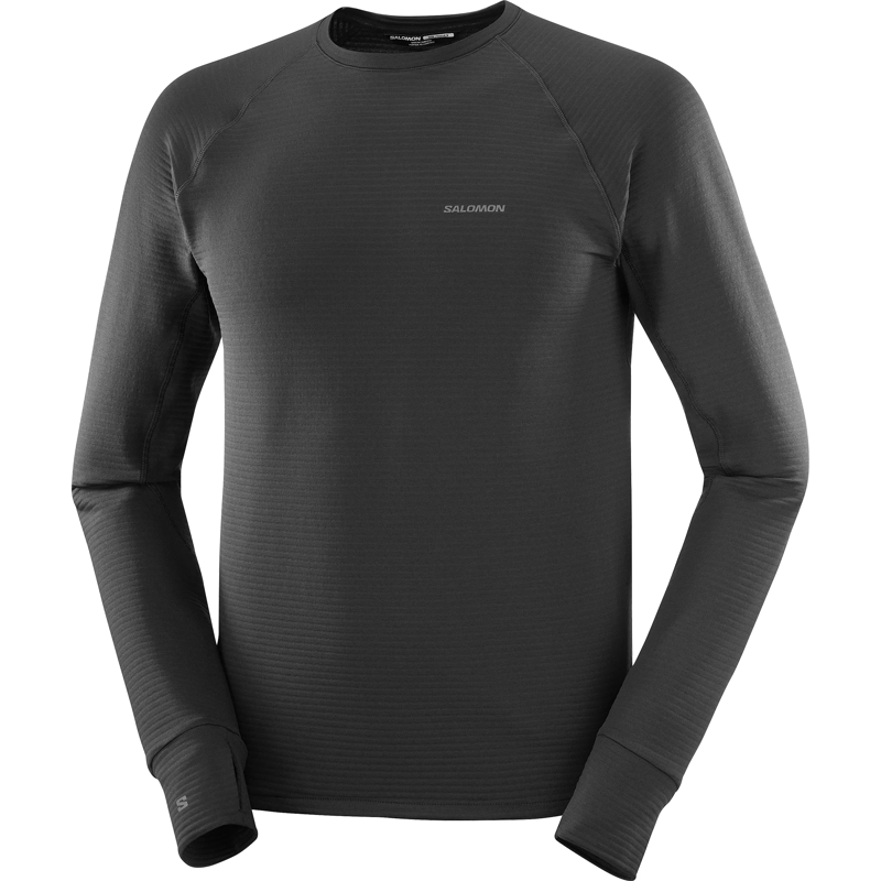 Salomon Essential Lightwarm Men's Crew Pullover in Deep Black
