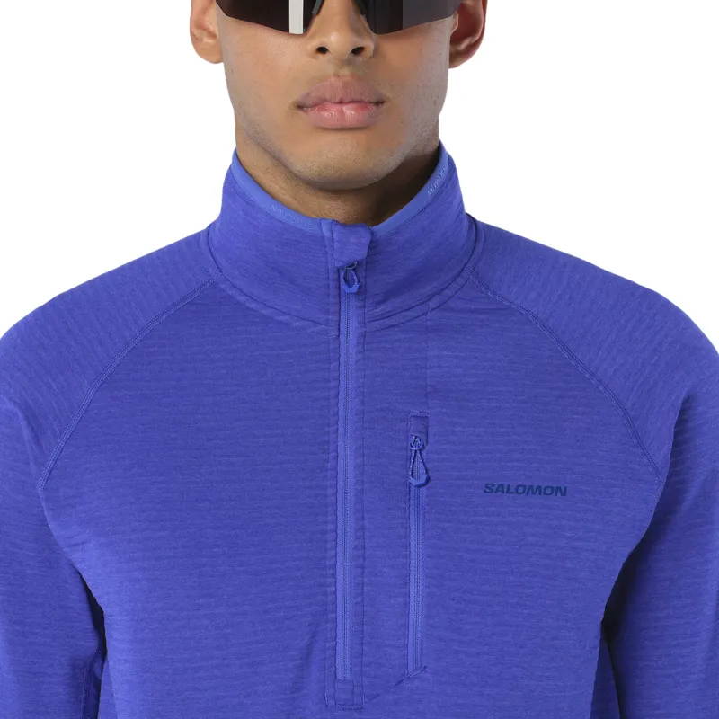 Salomon Essential Lightwarm Men's Half Zip Midlayer Fleece in Clematis Blue-3