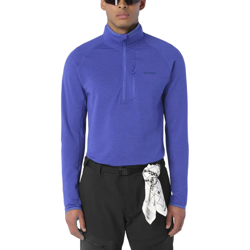 Salomon Essential Lightwarm Men's Half Zip Midlayer Fleece in Clematis Blue