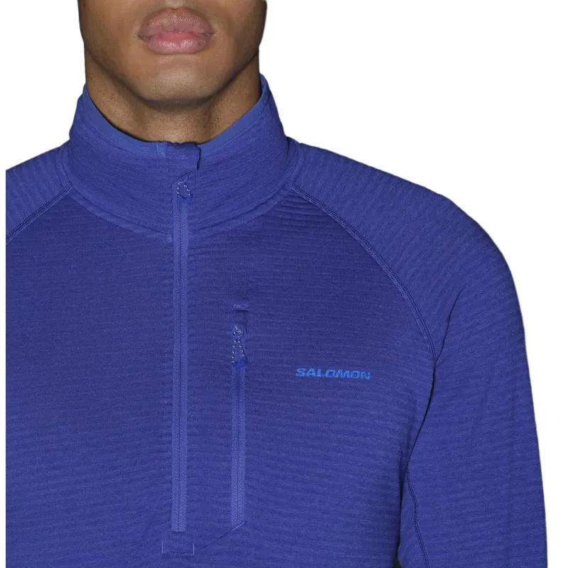 Salomon Essential Lightwarm Men's Half Zip Midlayer Fleece in Clematis Blue-4