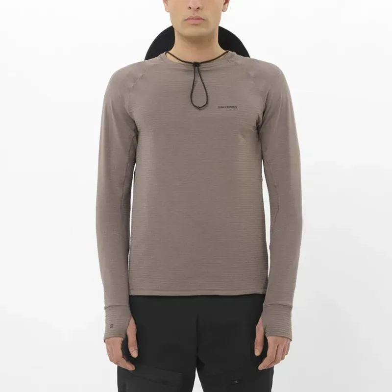 Salomon Essential Lightwarm Men's Crew Pullover in Iron-1