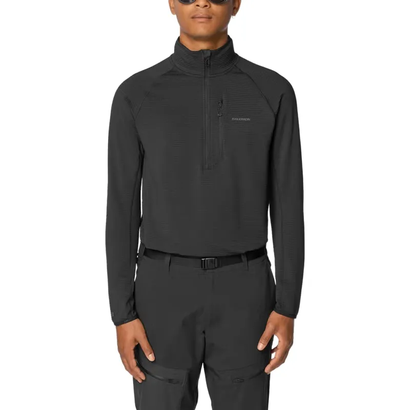 Salomon Essential Lightwarm Men's Half Zip Midlayer in Deep Black