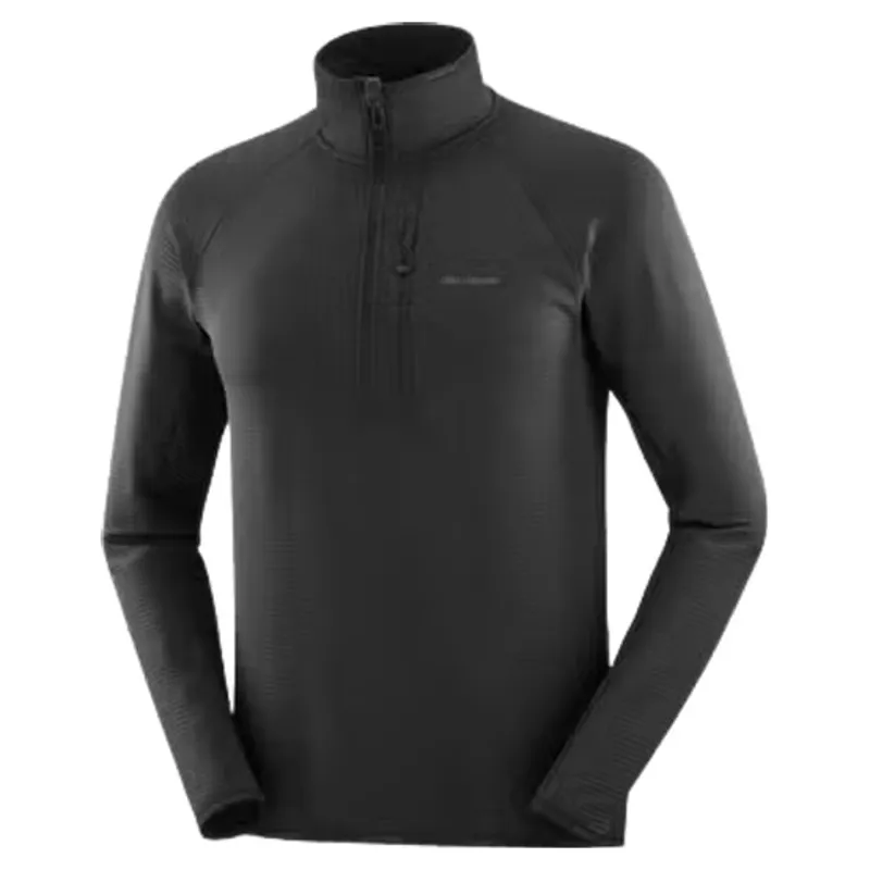 Salomon Essential Lightwarm Men's Half Zip Midlayer in Deep Black-2