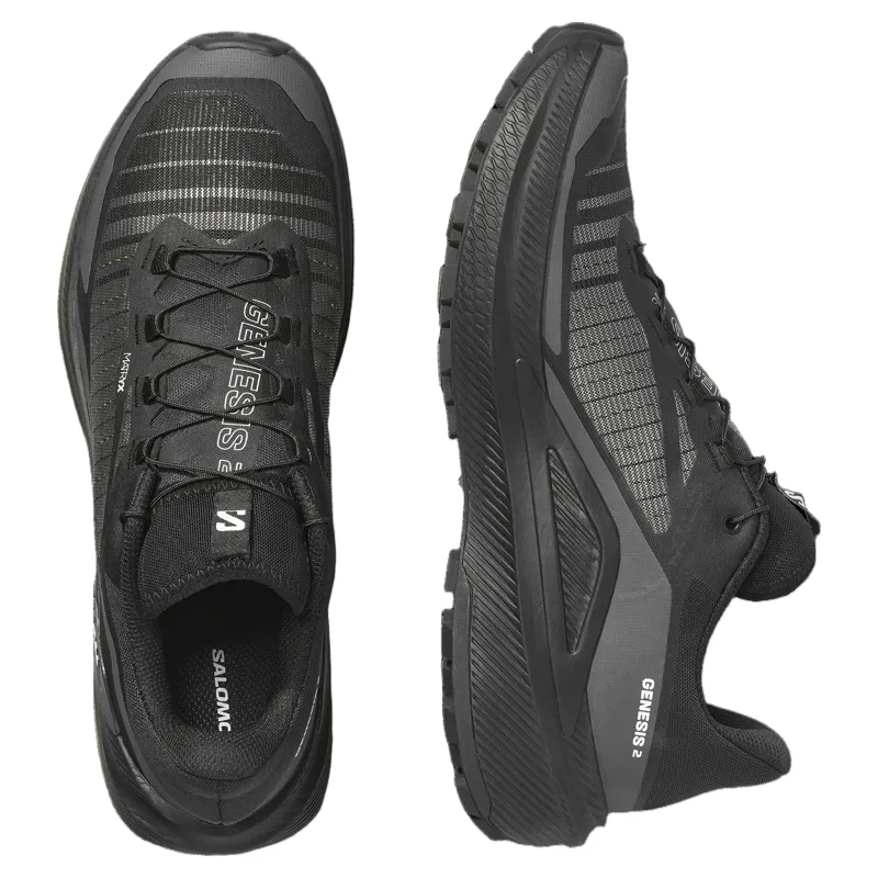 Salomon Genesis 2 Men's Trail Running Shoe in Black/Black/White-1
