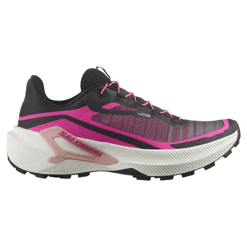 Salomon Genesis 2 Women's Trail Running Shoes in Black/Vanilla Ice/Pink Yarrow