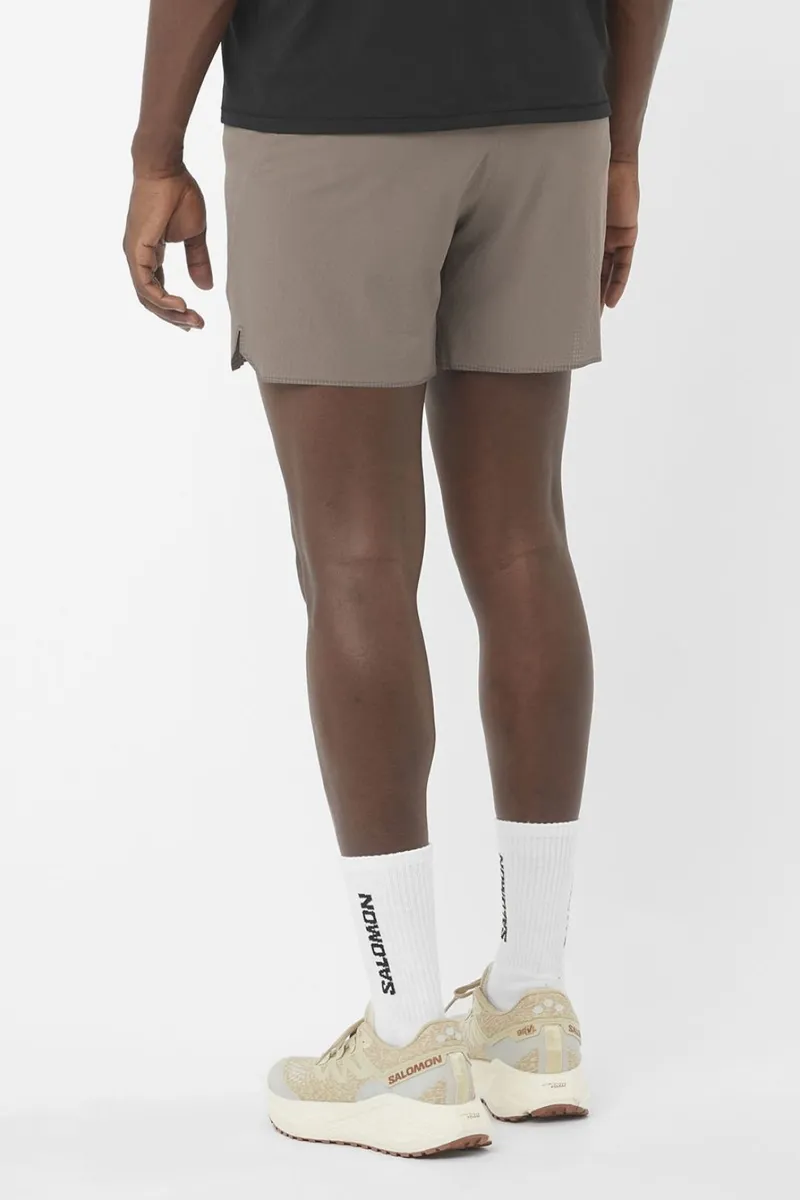 Salomon Sense Aero 5 inch Men's Running Short in Iron/Neon Flame-3