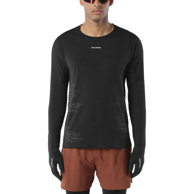 Salomon Sense Aero Graphic Men's Long Sleeve T-shirt in Deep Black