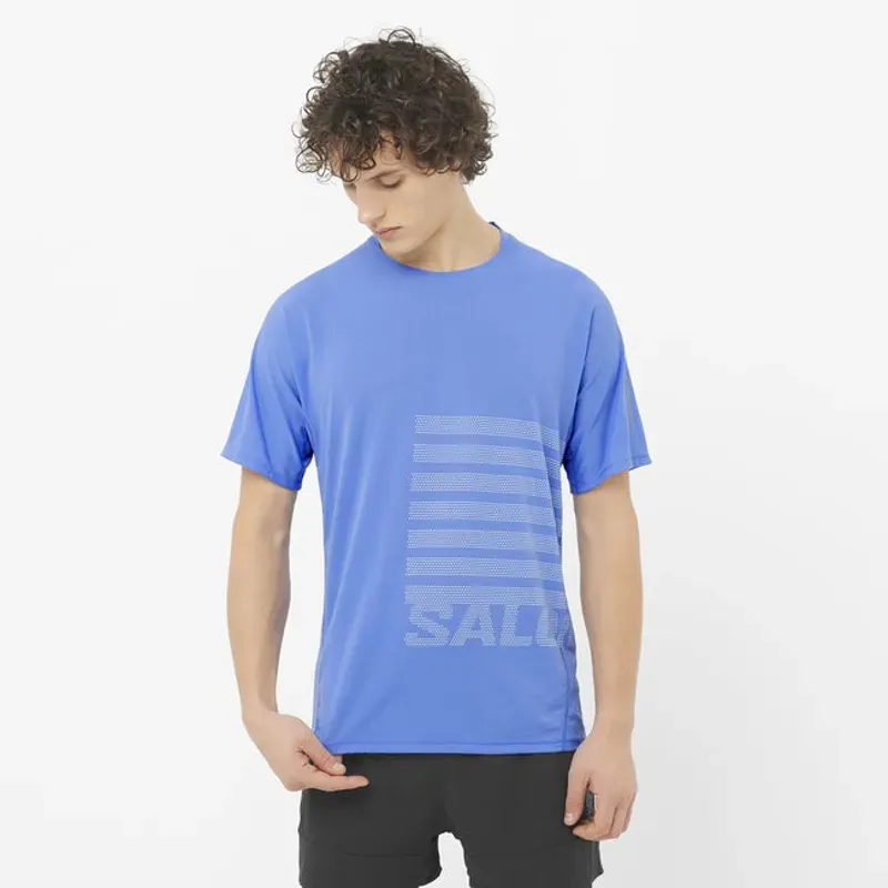 Salomon Sense Aero Graphic Men's Running T-shirt in Ultramarine/White-1