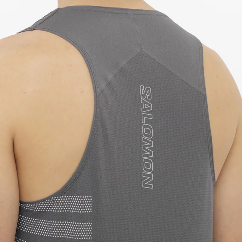 Salomon Sense Aero Graphic Men's Running Tank in Castlerock/White-3