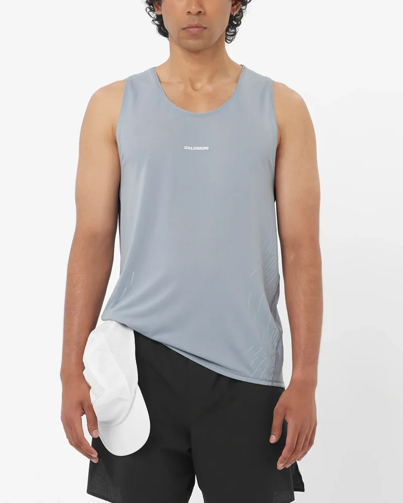 Salomon Sense Aero Graphic Men's Tank Top in Trade Winds/Pearl Blue-2