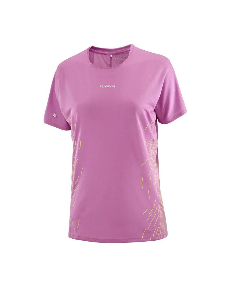 Salomon Sense Aero Graphic Women's Short Sleeve T-Shirt in Iris Orchid/Acid Lime