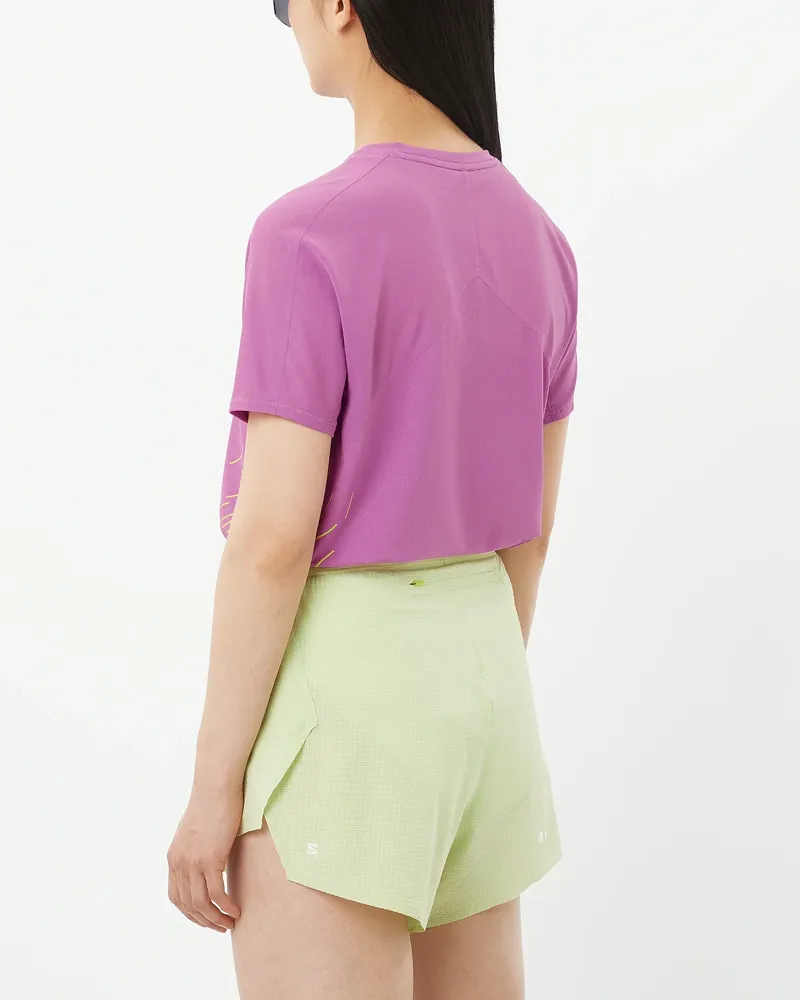 Salomon Sense Aero Graphic Women's Short Sleeve T-Shirt in Iris Orchid/Acid Lime-3