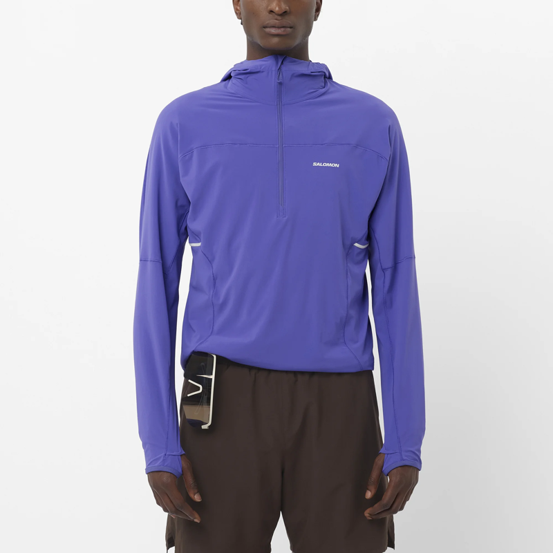 Salomon Sense Aero Hybrid Men's Midlayer Hooded Jacket in Liberty