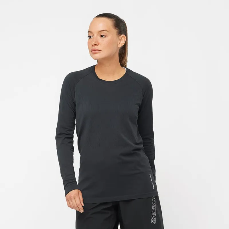 Salomon Sense Aero Seamless Women's Long Sleeve Running T-shirt in Deep Black-1