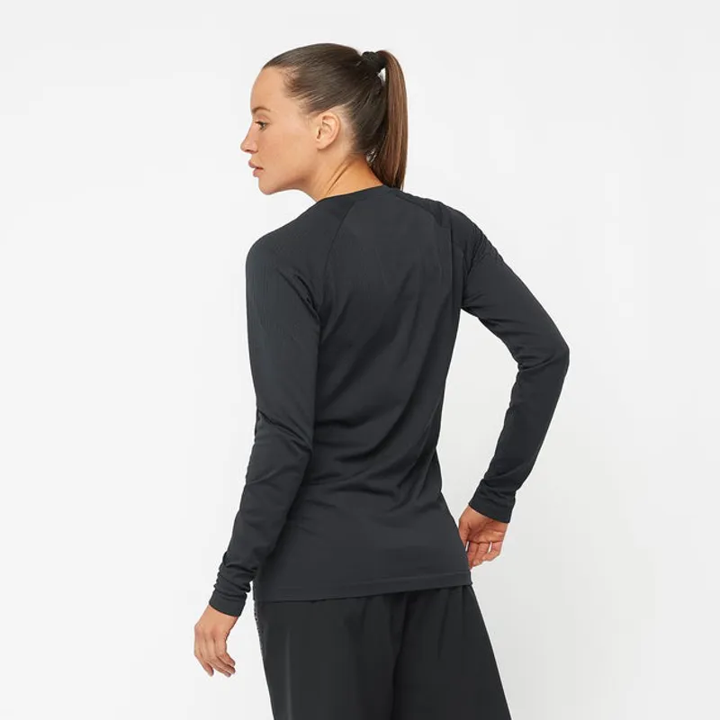 Salomon Sense Aero Seamless Women's Long Sleeve Running T-shirt in Deep Black-2