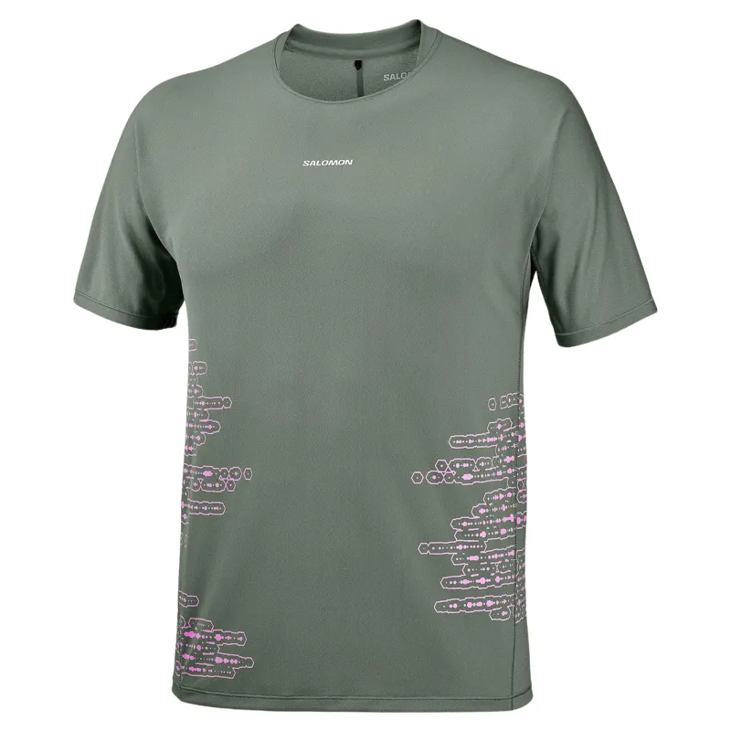 Salomon Sense Aero Graphic Men's Short Sleeve T-shirt in Castor Grey/Pink Frosting-1