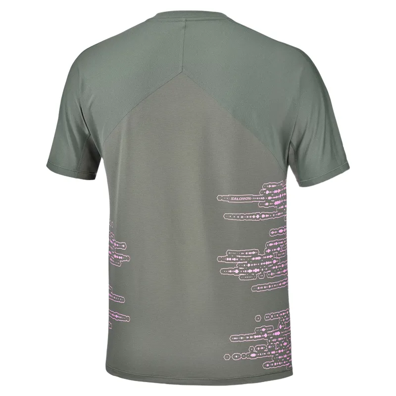 Salomon Sense Aero Graphic Men's Short Sleeve T-shirt in Castor Grey/Pink Frosting-3